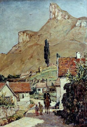 Balkarische Gebirgslandschaft mit Reiter