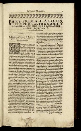 Pars Prima Isagoges, De Tempore Astronomico [...]