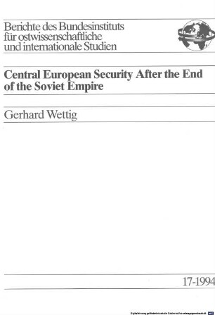 Central European security after the end of the Soviet empire