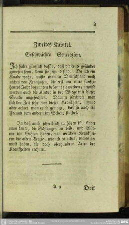 Zweites Kapitel. Geschwächte Generazion