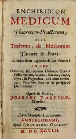 Enchiridion medicum theoretico practicum