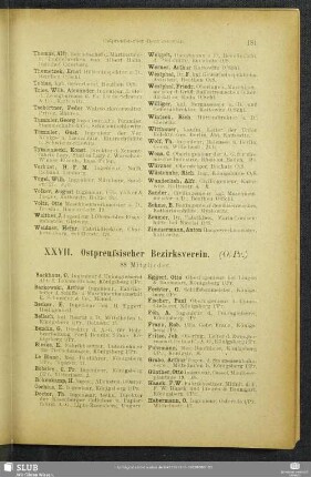 XXVII. Ostpreußischer Bezirksverein.