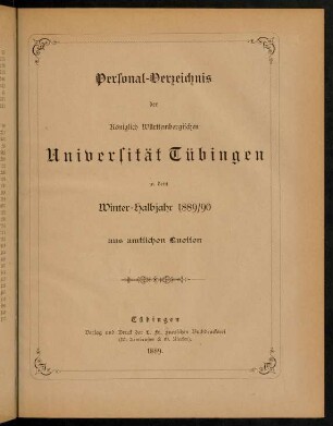 Studierendenverzeichnis 1889/90