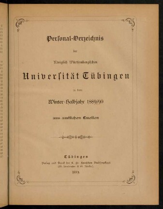 Studierendenverzeichnis 1889/90