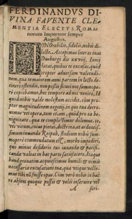 Ferdinandus Divina Favente Clementia Electus ...