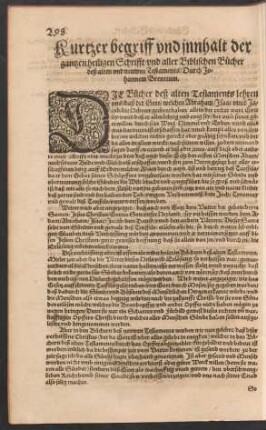 Kurtzer begriff und innhalt der gantzen heiligen Schrifft/ und aller Biblischen Bücher deß alten und neuwen Testaments ...