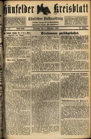 Erste Ausgabe vom Dienstag, den 06. November 1928.