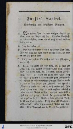 Fünftes Kapitel. Geheimnisse der christlichen Religion.