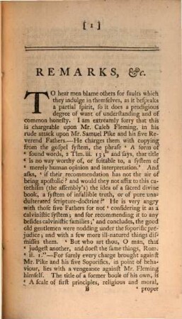 Remarks upon a Pamphlet written by the Rev. Caleb Heming in a letter of admonition ...