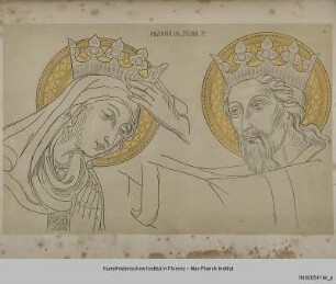 Köpfe von Maria und Christus (nach einer Marienkrönung von Sano di Pietro in der Pinacoteca in Siena)