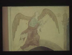 3. Joch, Nordseite: Die heilige Katharina und eine weitere Heilige mit zwei Engeln