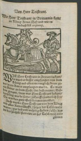 Wie Herr Tristrant in Britannia kam/ an König Artus Hof/ und wie es im daselbst ergieng.