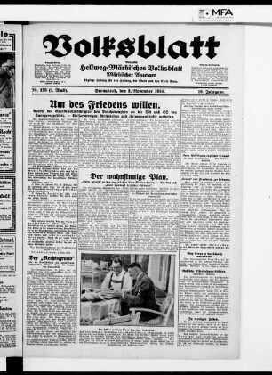 Volksblatt : märkischer Anzeiger : tägliche Zeitung für den Hellweg, die Mark und den Kreis Unna ; [...] ; Ausgabe Hellweg-Märkisches Volksblatt