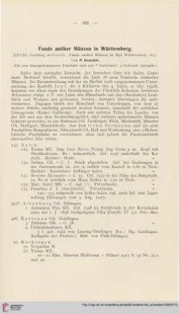 Funde antiker Münzen in Württemberg : XXVIII. Nachtrag zu Nestle, Funde antiker Münzen im Kgr. Württemberg 1893