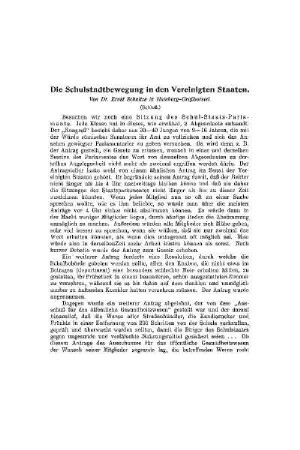 Die Schulstadtbewegung in den Vereinigten Staaten : (Schluß)
