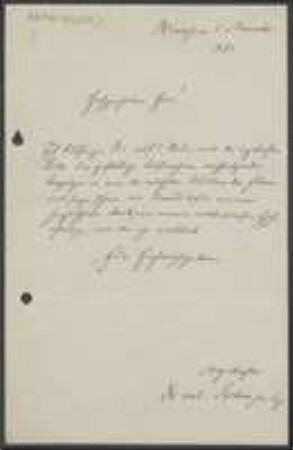 Brief von Heinrich Rehm an Unbekannt