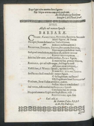 Beiträger XVIII. : Allusio ad nomen Sponsae Barbarae.