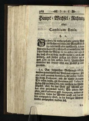 Haupt-Wechsel-Rechnung, oder Cambium Reale
