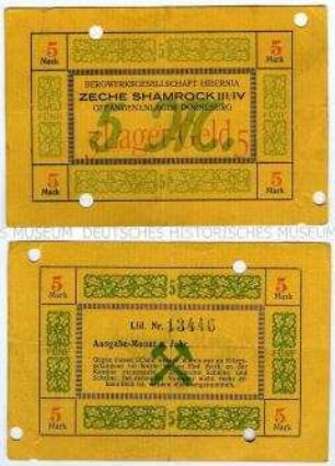 Gefangenenlagergeld Dorneburg (Herne-Eickel), Zeche Shamrock 5 Mark
