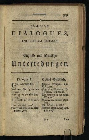 Familiar Dialogues, English and German Englische und Deutsche Unterredungen
