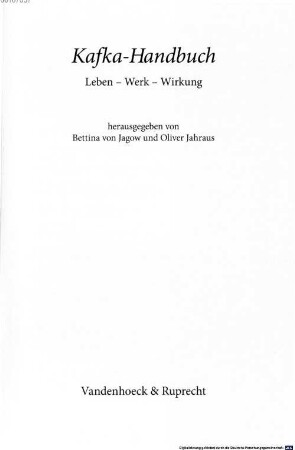 Kafka-Handbuch : Leben, Werk, Wirkung