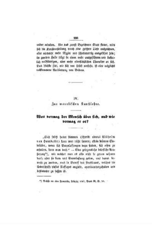 Zur moralischen Kunstlehre : Was vermag der Mensch über sich, und wie vermag er es?