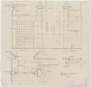 Bestelmeyer, German; Bamberg (Bayern); Ev. Erlöserkirche - Seiteneingang Windfang (Grundriss; Ansicht; Schnitt)