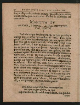 Monitum IV Personis, Tempori, Atque Instituto Tuo, Servias