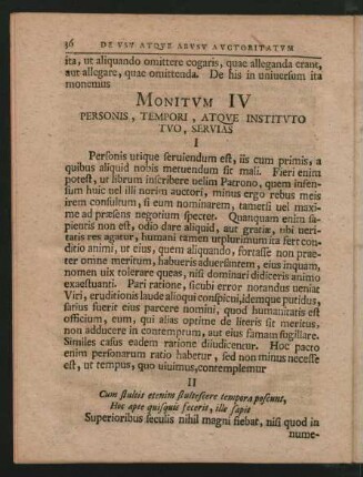 Monitum IV Personis, Tempori, Atque Instituto Tuo, Servias