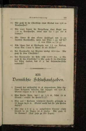 XIII. Vermischte Schlußaufgaben.