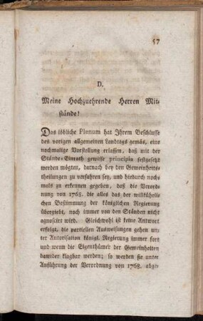 D. Meine Hochzuehrende Herren Mitstände!