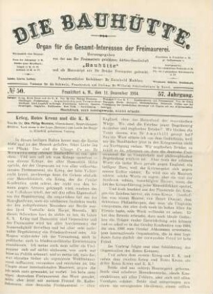 No. 50. Frankfurt a. M., den 12. Dezember 1914. 57. Jahrgang.