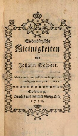 Siebenbürgische Kleinigkeiten
