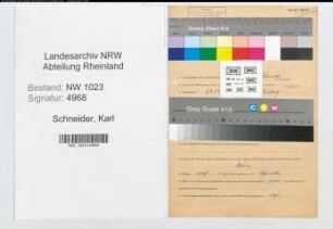 Entnazifizierung Karl Schneider , geb. 29.12.1901 (Landwirt)