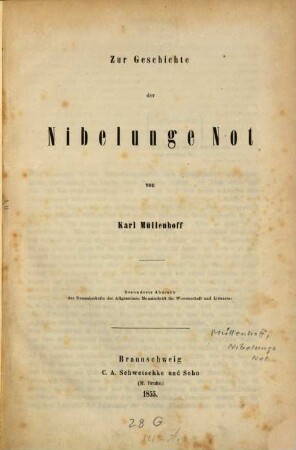 Zur Geschichte der Nibelunge Not