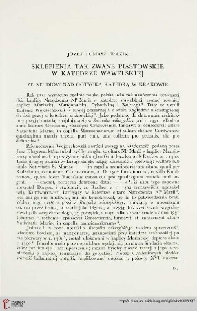 3: Sklepienia tak zwane piastowskie w katedrze wawelskiej : ze studiów nad gotycką katedrą w Krakowie