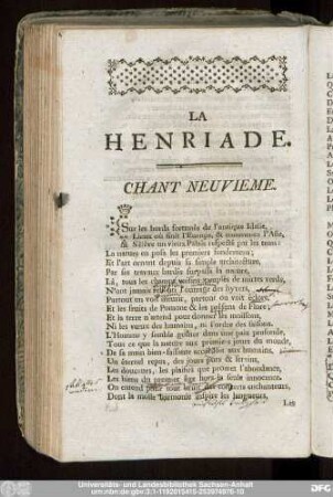 La Henriade. Chant Neuvieme.
