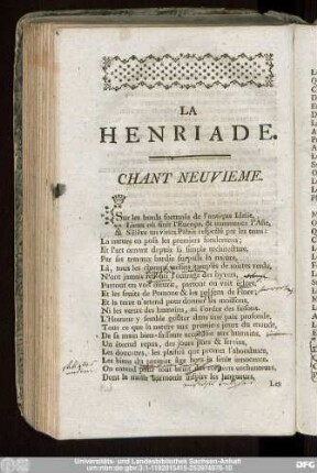 La Henriade. Chant Neuvieme.