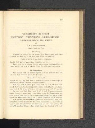 Gleichgewichte im System: Kupfersulfat-Kupferchlorid-Ammoniumsulfat-Ammoniumchlorid und Wasser.