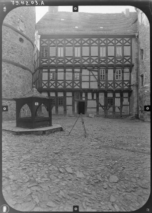 Pansfelde (Falkenstein/Harz-Pansfelde). Burg Falkenstein (Burgmuseum, Baubeginn 1115). Wohngebäude. Hofansicht