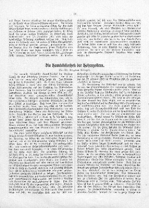 Die Hausbibliothek der Hohenzollern