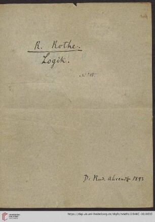 Richard Rothe, Logik