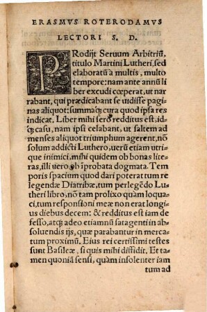 Hyperaspistes Diatribae Adversvs Seruum Arbitriu[m] Martini Lutheri