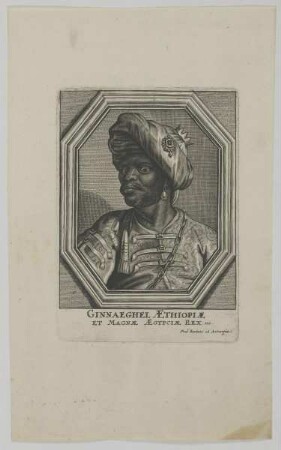 Bildnis des Ginnaeghel König von Äthiopien
