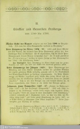 II. Künstler und Gewerken Freibergs von 1380 bis 1700