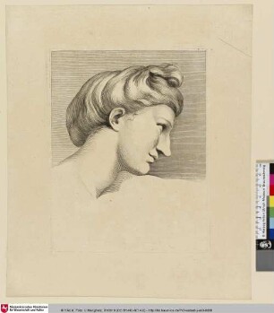 Livre de Differentes Etudes pour le Dessein [Kopf einer Frau im Profil nach rechts blickend]