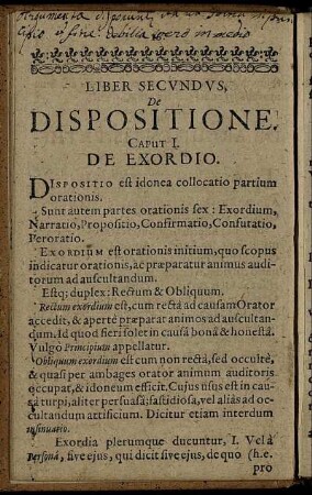 Liber Secundus. De Dispositione.