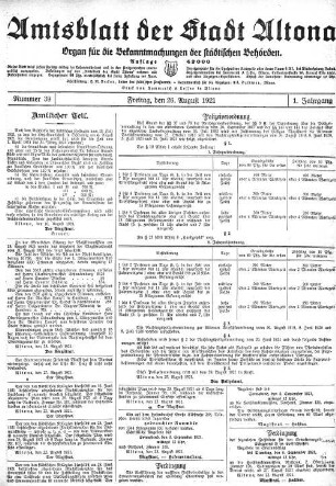 Nummer 39 : Freitag, den 26. August 1921