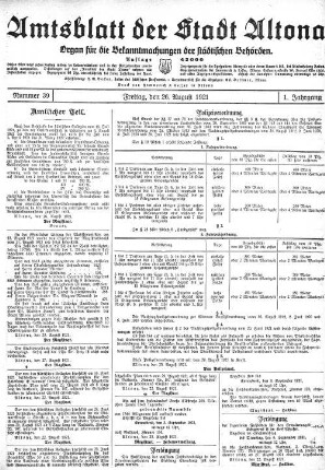 Nummer 39 : Freitag, den 26. August 1921