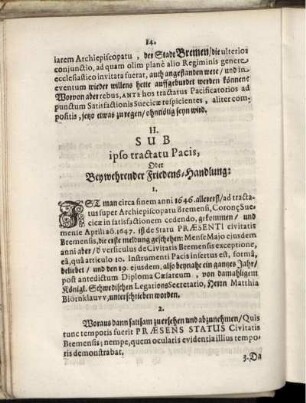 II. Sub ipso tractatu Pacis, Oder Bey wehrender Friedens-Handlung